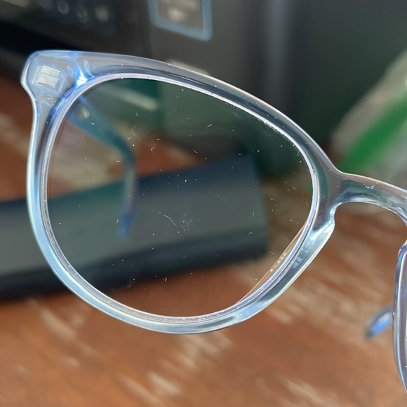 Warby Parker Percey Jr blue clear eyeglasses with logo black case - Picture 11 of 13